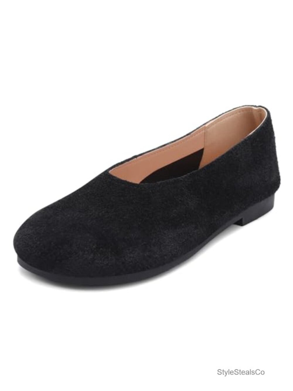 Suede Flats Women Round Toe Slip-On Comfortable Daily Work Shoes